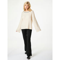 Neo Noir, Latte Knit Blouse, Ivory