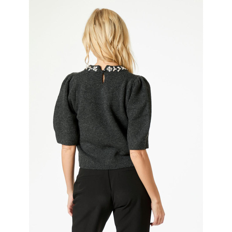 Neo Noir, Marie Stone Knit Blouse, Antracit Melange