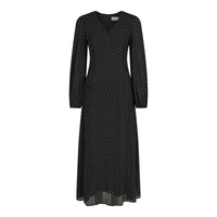 Neo Noir, Toya Dot Crepe Dress, Black