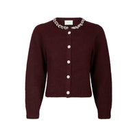 Neo Noir, Marie Stone Knit Cardigan, Wine