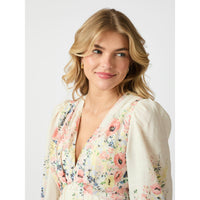 Neo Noir, Silfi Flower Print Dress, Creme-Neo Noir-Minlillebutik.dk