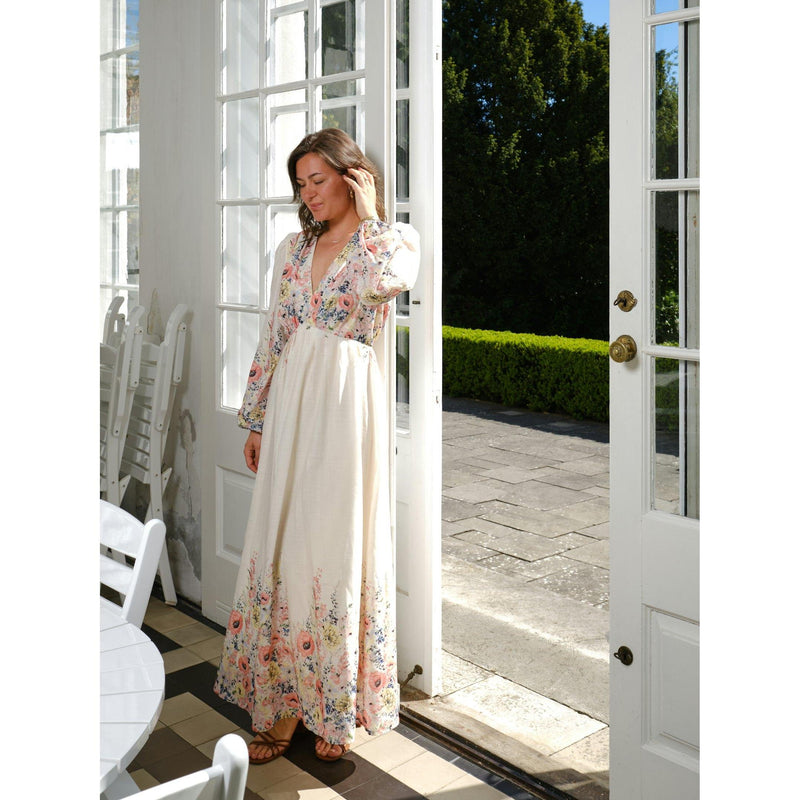 Neo Noir, Silfi Flower Print Dress, Creme-Neo Noir-Minlillebutik.dk