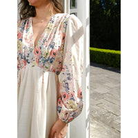 Neo Noir, Silfi Flower Print Dress, Creme-Neo Noir-Minlillebutik.dk