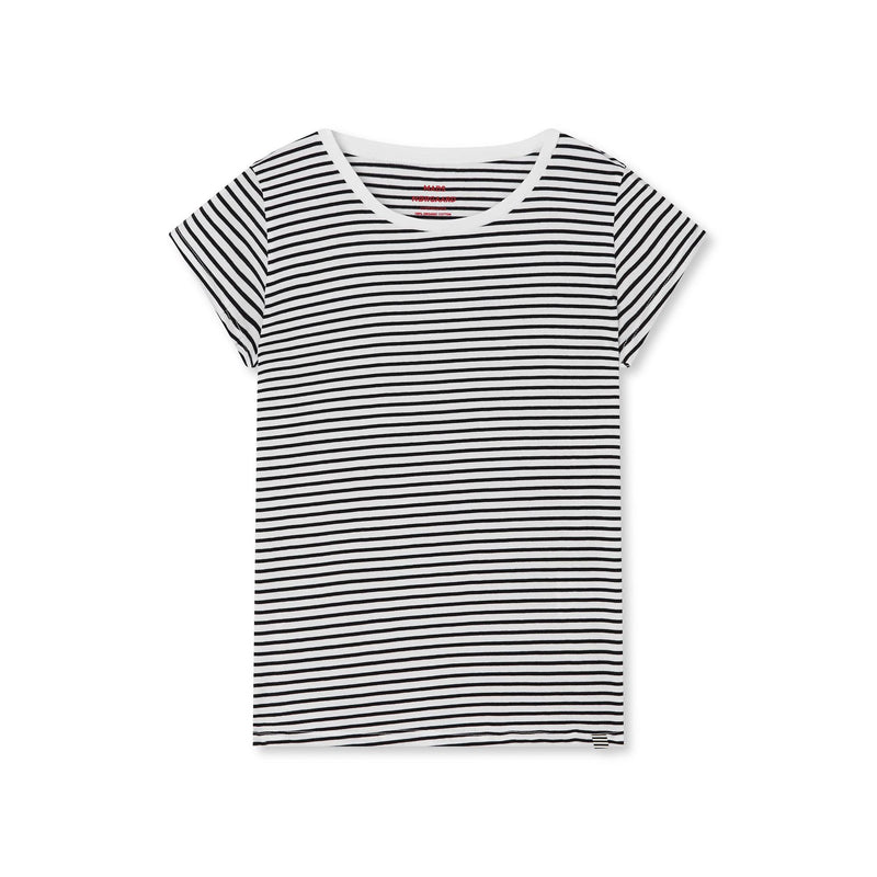Mads Nørgaard, Fine Jersey Stripe Teasy Tee FAV, White/Black-Mads Nørgaard - Dame-Minlillebutik.dk