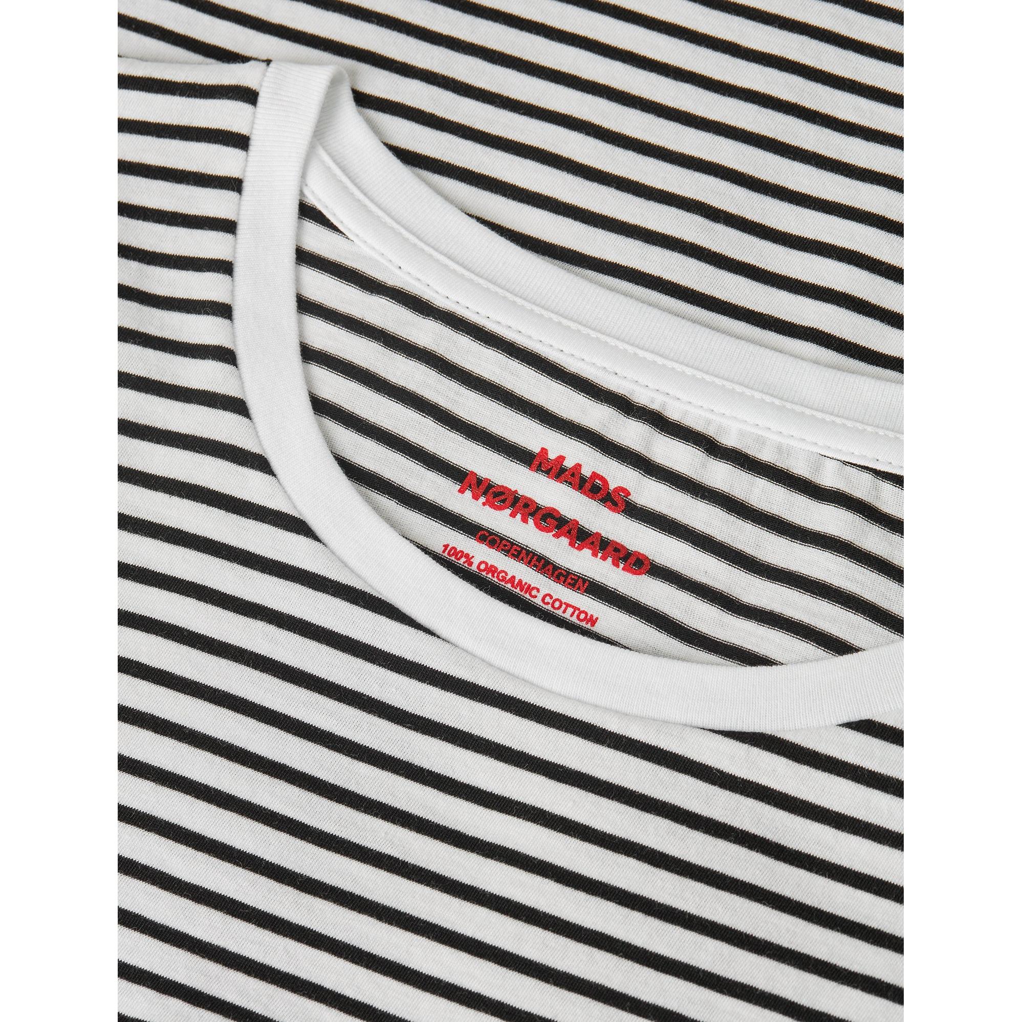 Mads Nørgaard, Fine Jersey Stripe Teasy Tee FAV, White/Black-Mads Nørgaard - Dame-Minlillebutik.dk