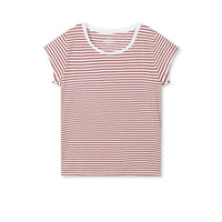 Mads Nørgaard, Fine Jersey Stripe Teasy Tee FAV, Brilliant White/Winery-Mads Nørgaard - Dame-Minlillebutik.dk