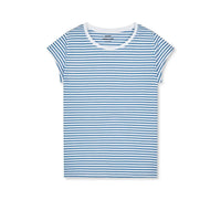 Mads Nørgaard, Fine Jersey Stripe Teasy Tee FAV, Brilliant White/Bright Cobalt-Mads Nørgaard - Dame-Minlillebutik.dk