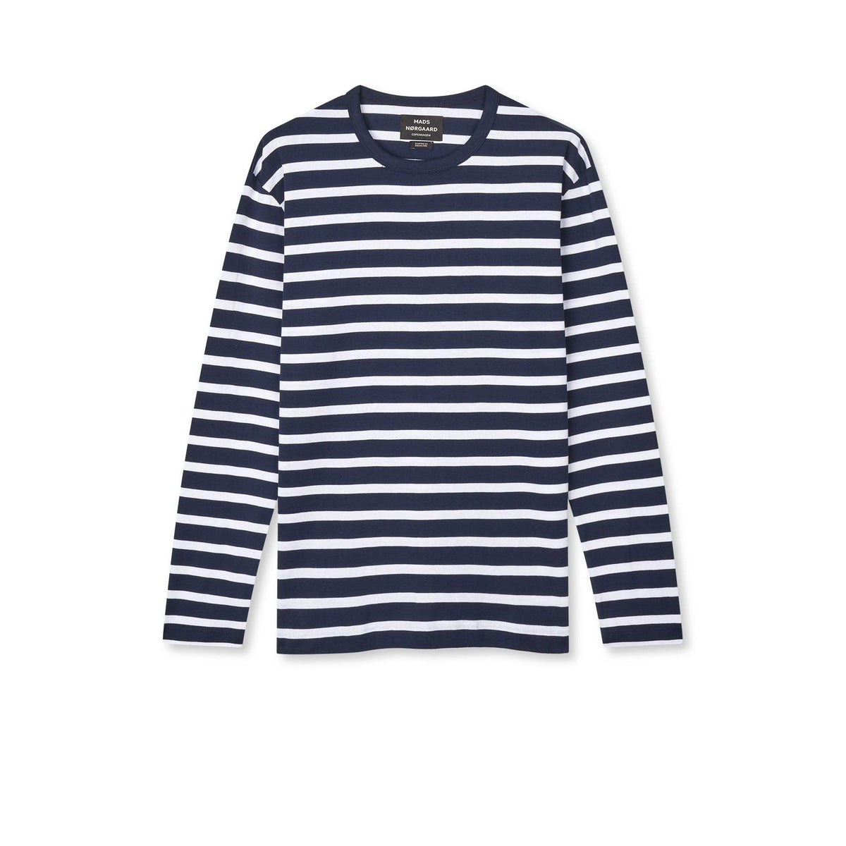 Mads Nørgaard, Trio Rib Tobias Tee LS, Parisian Night/Brilliant White-Mads Nørgaard - Herre-Minlillebutik.dk