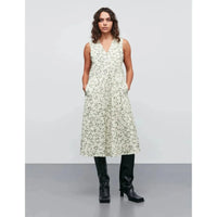 Mads Nørgaard, Poplinea Emsa AOP Dress, Shadow Lime Flower-Mads Nørgaard - Dame-Minlillebutik.dk