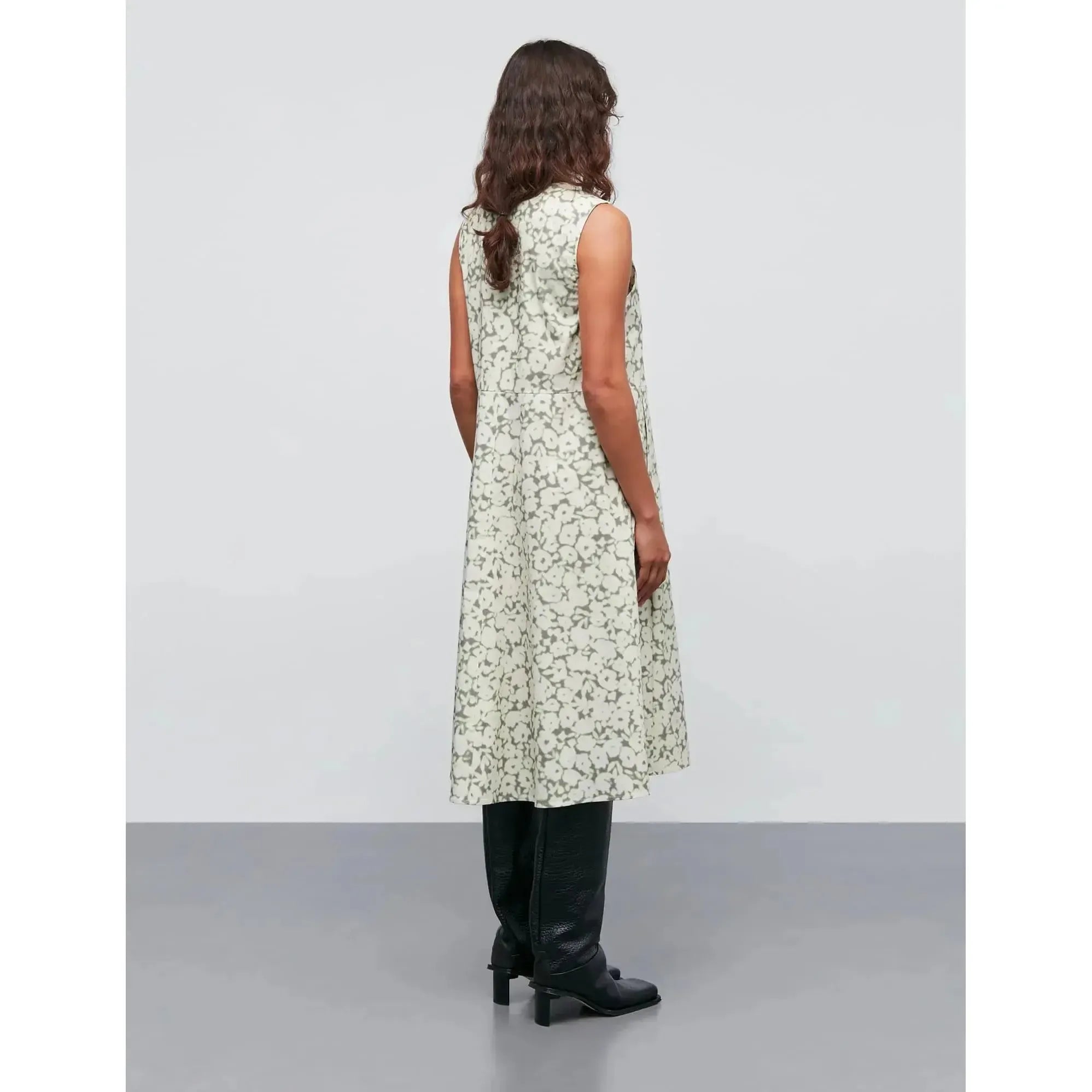 Mads Nørgaard, Poplinea Emsa AOP Dress, Shadow Lime Flower-Mads Nørgaard - Dame-Minlillebutik.dk