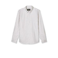 Mads Nørgaard, Cotton Oxford Sune Stripe Shirt, White/Parsian Night/Rain-Mads Nørgaard - Herre-Minlillebutik.dk
