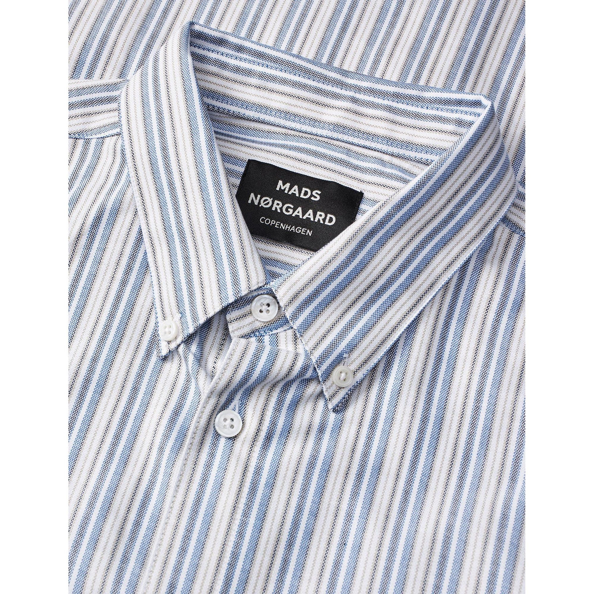 Mads Nørgaard, Cotton Oxford Sune Stripe Shirt BD FAV, Bright Cobalt-Mads Nørgaard - Herre-Minlillebutik.dk