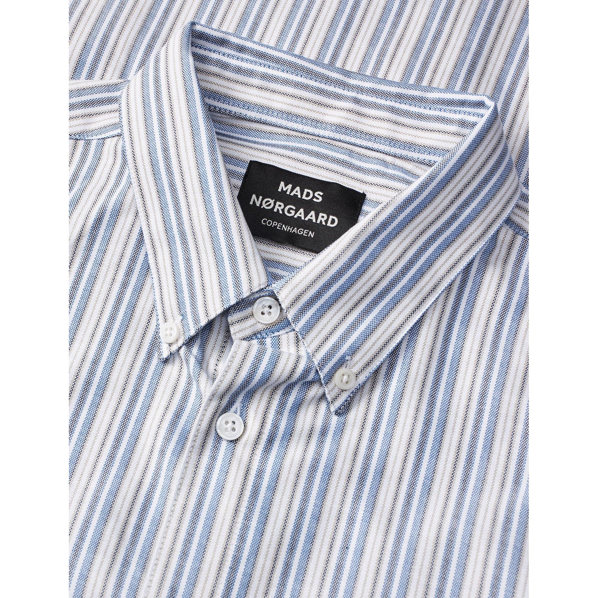 Mads Nørgaard, Cotton Oxford Sune Stripe Shirt BD FAV, Bright Cobalt-Mads Nørgaard - Herre-Minlillebutik.dk