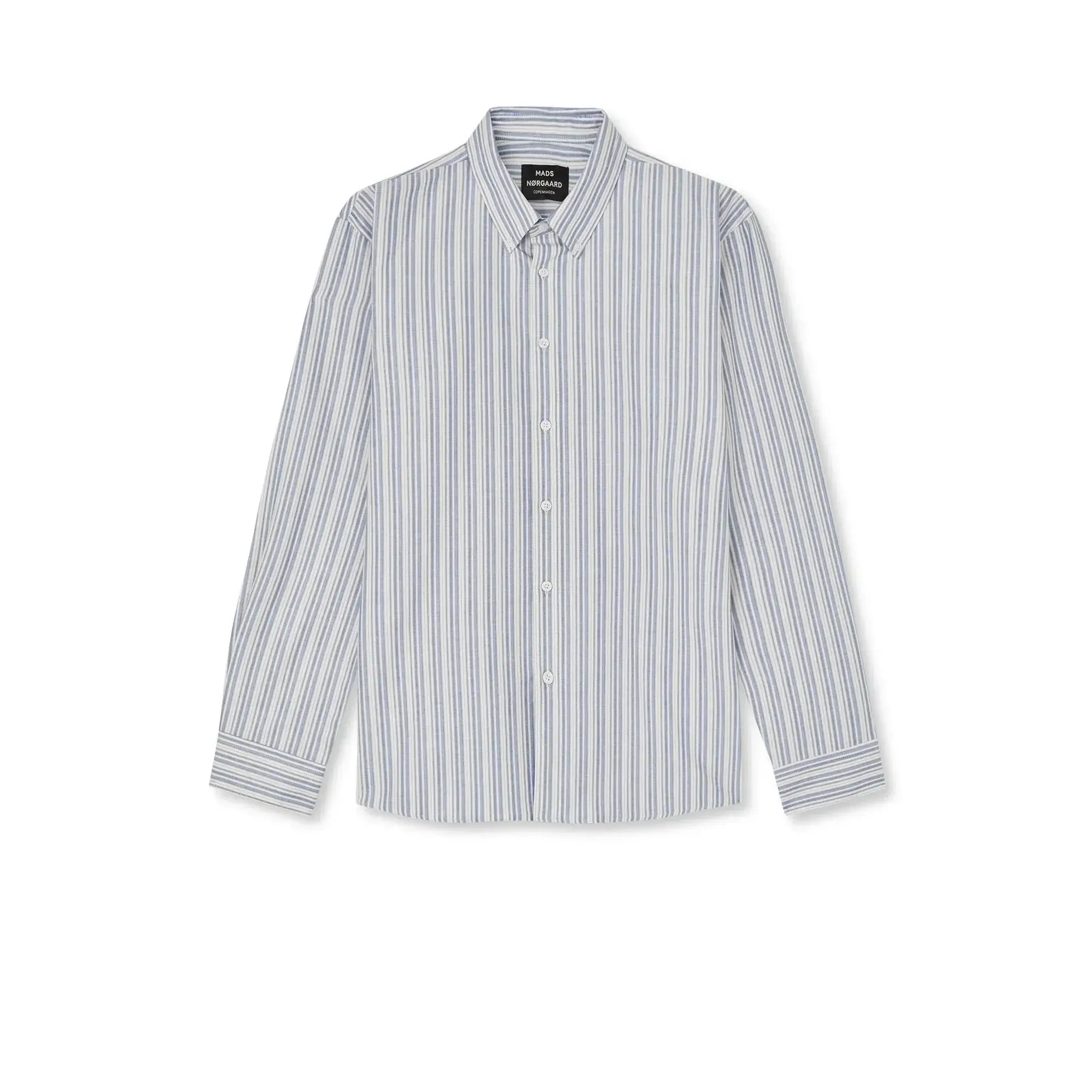Mads Nørgaard, Cotton Oxford Sune Stripe Shirt BD FAV, Bright Cobalt-Mads Nørgaard - Herre-Minlillebutik.dk