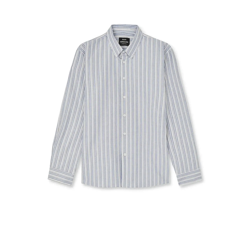 Mads Nørgaard, Cotton Oxford Sune Stripe Shirt BD FAV, Bright Cobalt-Mads Nørgaard - Herre-Minlillebutik.dk