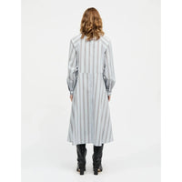 Mads Nørgaard, Poplinda Esme Dress, Shadow Pinstripe/Winery-Mads Nørgaard - Dame-Minlillebutik.dk