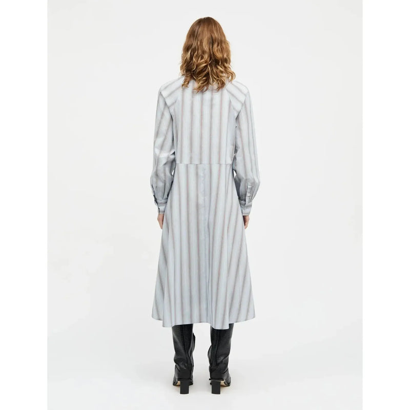 Mads Nørgaard, Poplinda Esme Dress, Shadow Pinstripe/Winery-Mads Nørgaard - Dame-Minlillebutik.dk