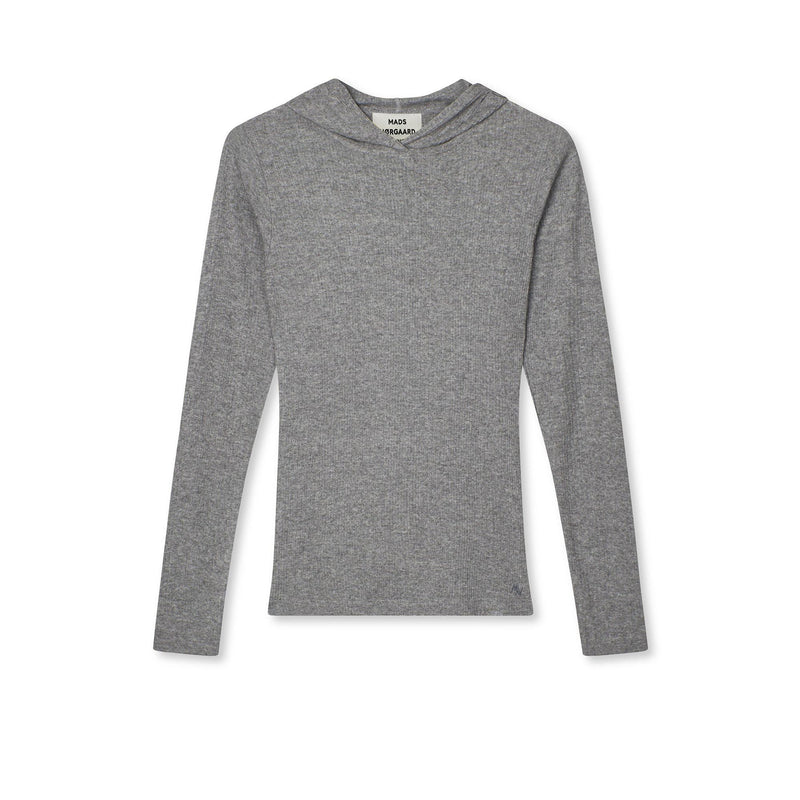 Mads Nørgaard, Point Wool Tilla Hood, Grey Melange-Mads Nørgaard - Dame-Minlillebutik.dk