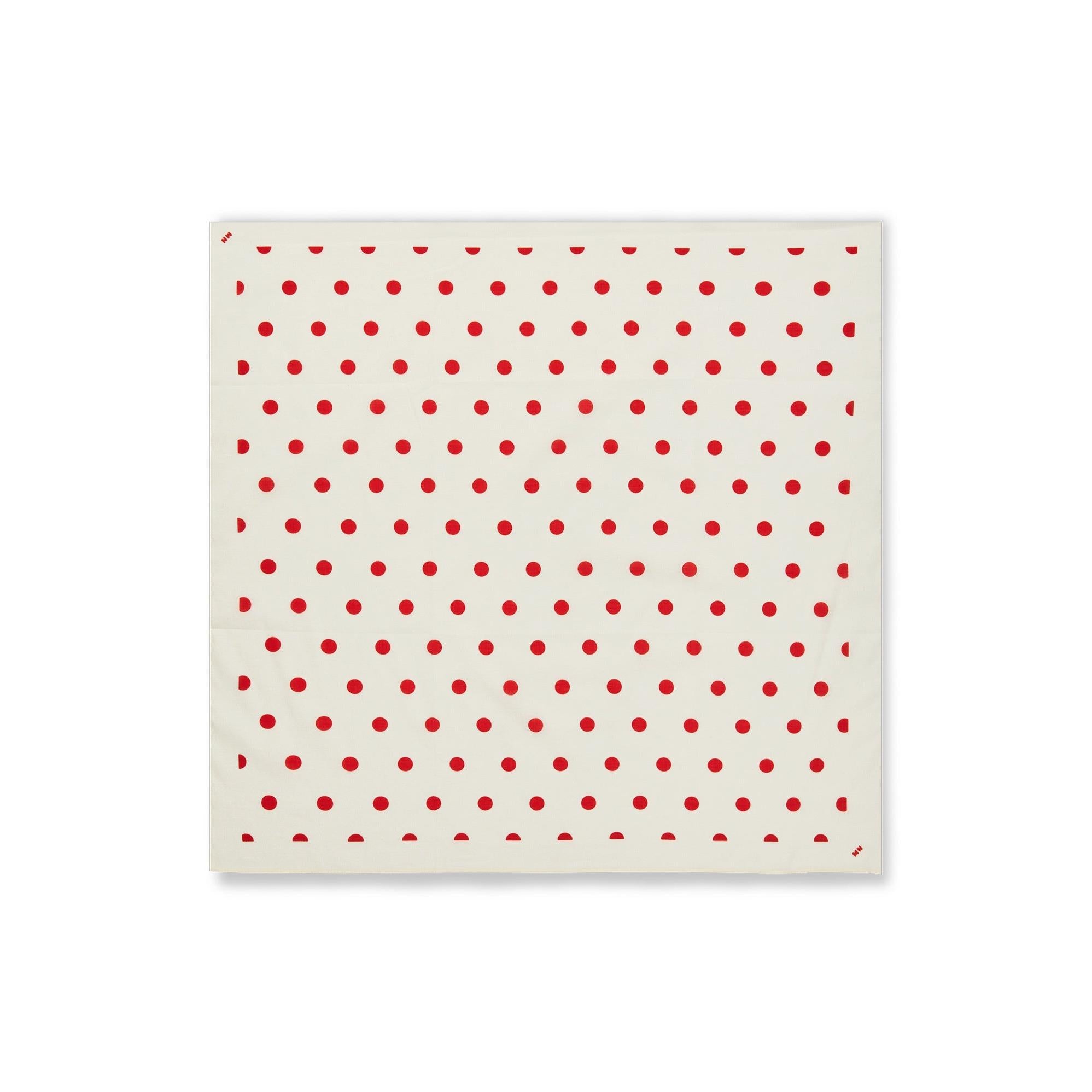 Mads Nørgaard, Soft Cotton Self Dot Scarf, Dot AOP/Fiery Red-Mads Nørgaard - Dame-Minlillebutik.dk