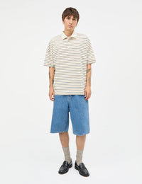 Mads Nørgaard, Light Terry Polo SS ST Tee, Vanilla Ice/Sky Captain/Zinnia