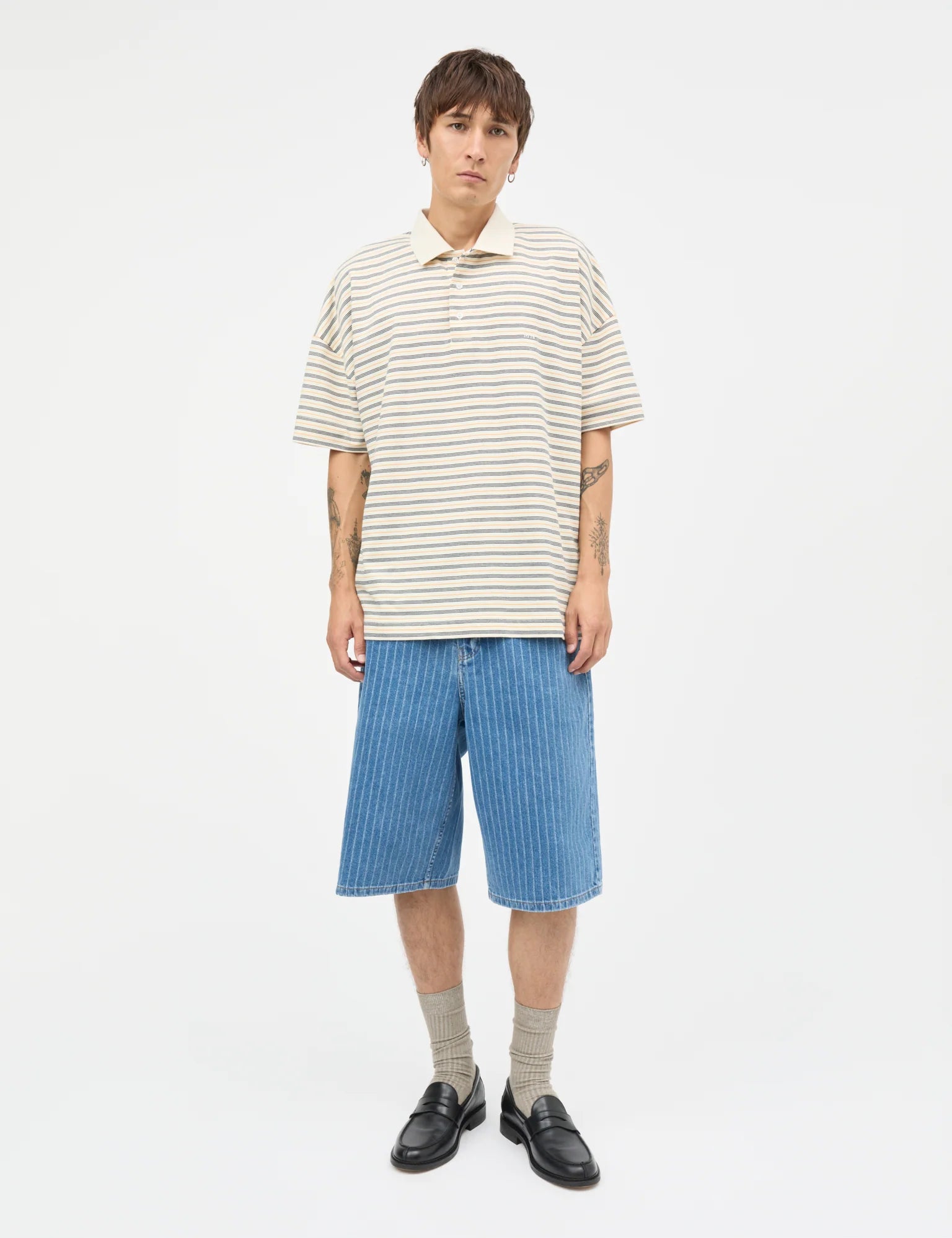 Mads Nørgaard, Light Terry Polo SS ST Tee, Vanilla Ice/Sky Captain/Zinnia
