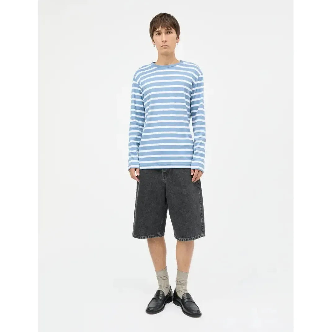 Mads Nørgaard, Trio Rib Tobias Tee LS, Riviera/White-Mads Nørgaard - Herre-Minlillebutik.dk