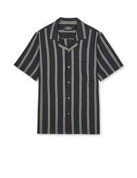 Mads Nørgaard, Texture Kenji Shirt SS ST., Black/Plaza Taupe
