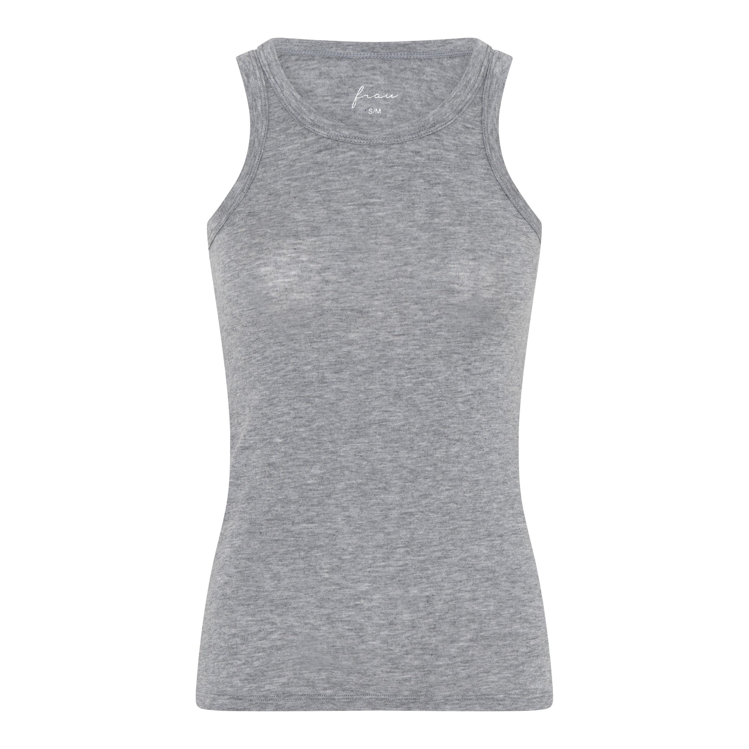 Frau, Lucca Cashmere Tank Top, Medium Grey Melange-Frau-Minlillebutik.dk