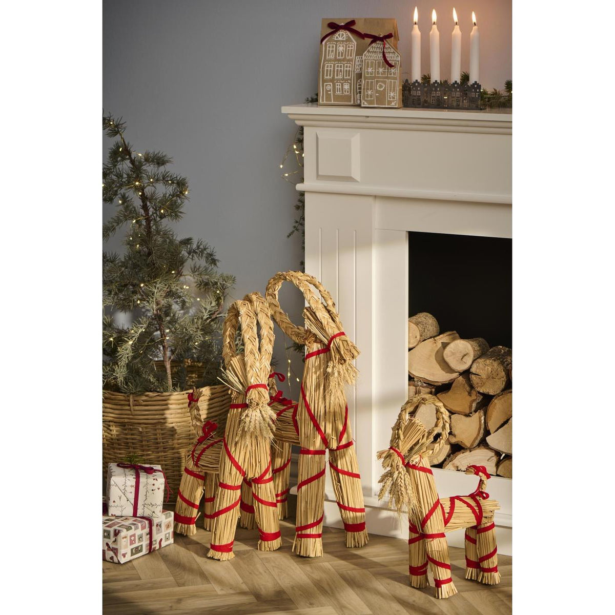 Ib Laursen, Julebuk m/rødt bånd og skæg, My Nostalgic Christmas-Ib Laursen-Minlillebutik.dk