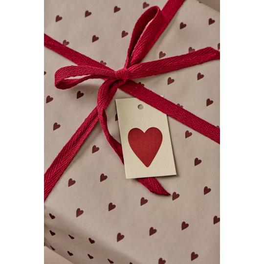 Ib Laursen, Gavepapir, 5m, Røde hjerter-Ib Laursen-Minlillebutik.dk