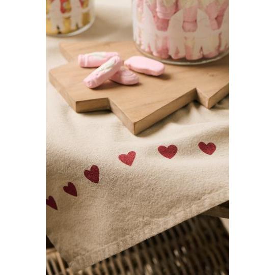 Ib Laursen, Viskestykke, Emma, Natur m/røde hjerter-Ib Laursen-Minlillebutik.dk