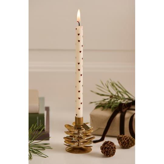 Ib Laursen, Kertelys m/brune hjerter, 1,3 cm-Ib Laursen-Minlillebutik.dk