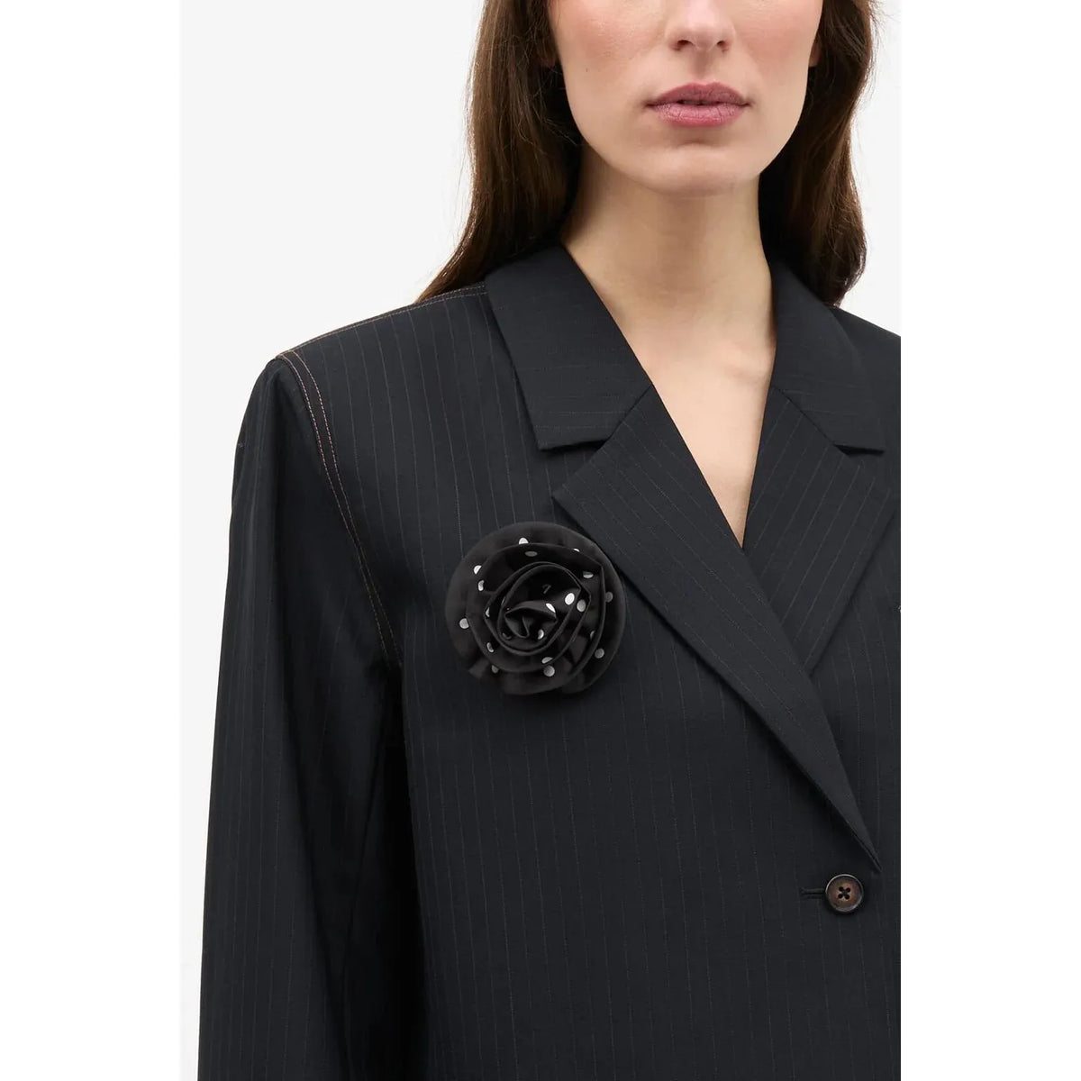 Mads Nørgaard MN Rose Brooch, Dot Black/White