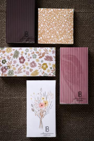 Ib Laursen, Serviet, 10x20 cm, Burned rose striber