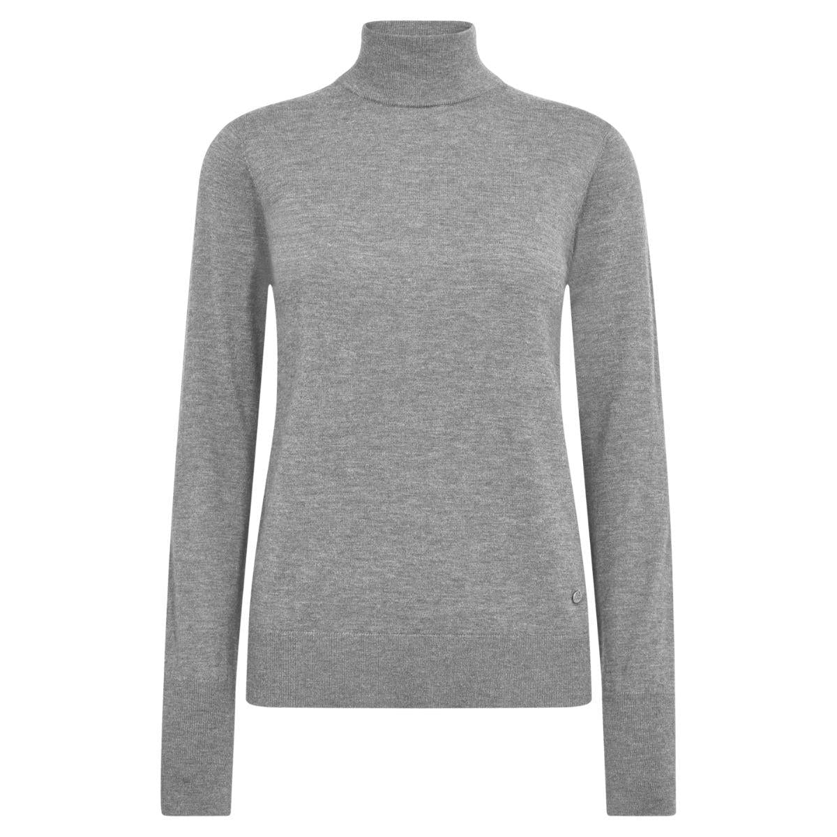 Mos Mosh, MMRelena highneck knit, Sharkskin-Mos Mosh-Minlillebutik.dk