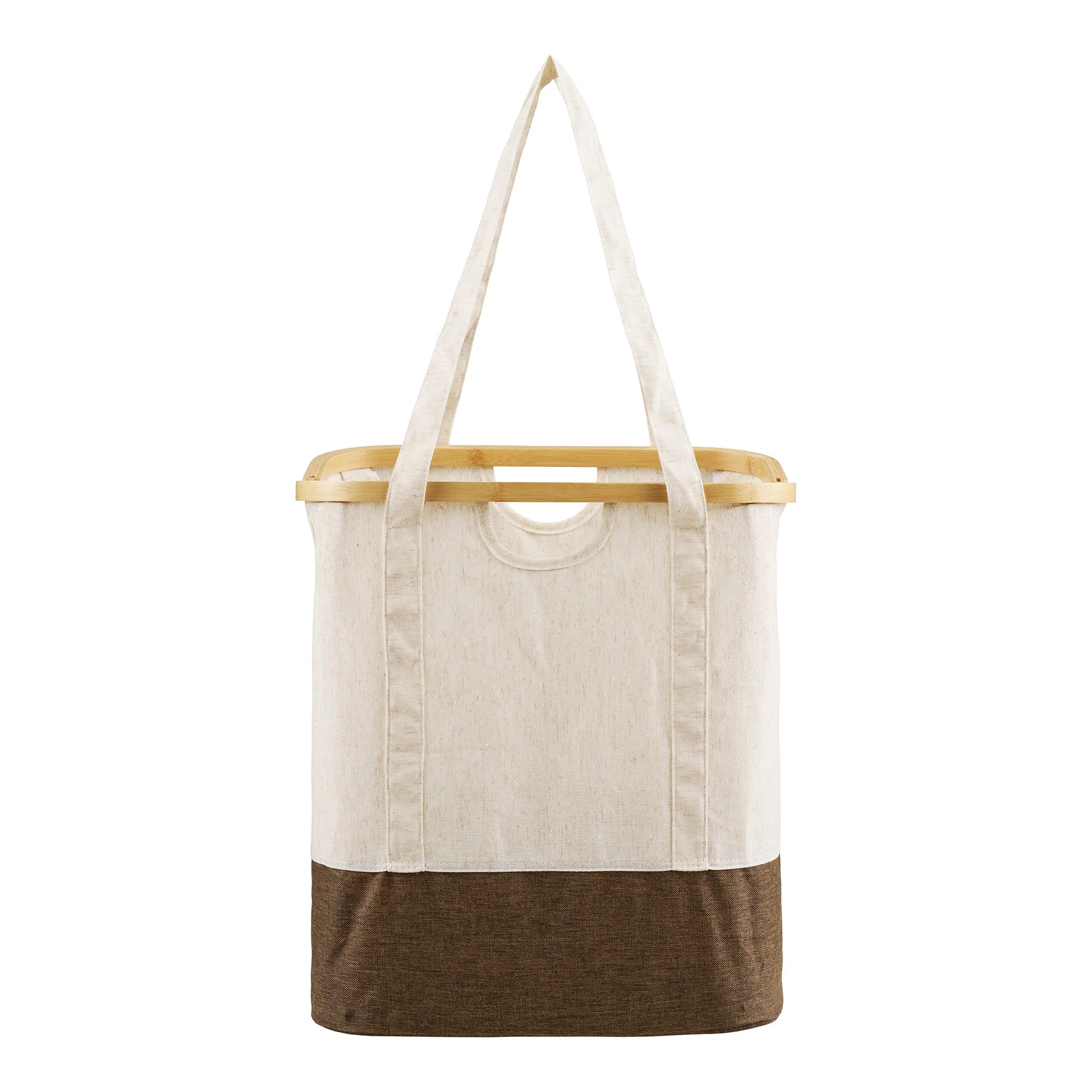 House Nordic, Noto Vasketøjspose - Vasketøjspose, bambus/stof, off white/brun, 40x30x45 cm