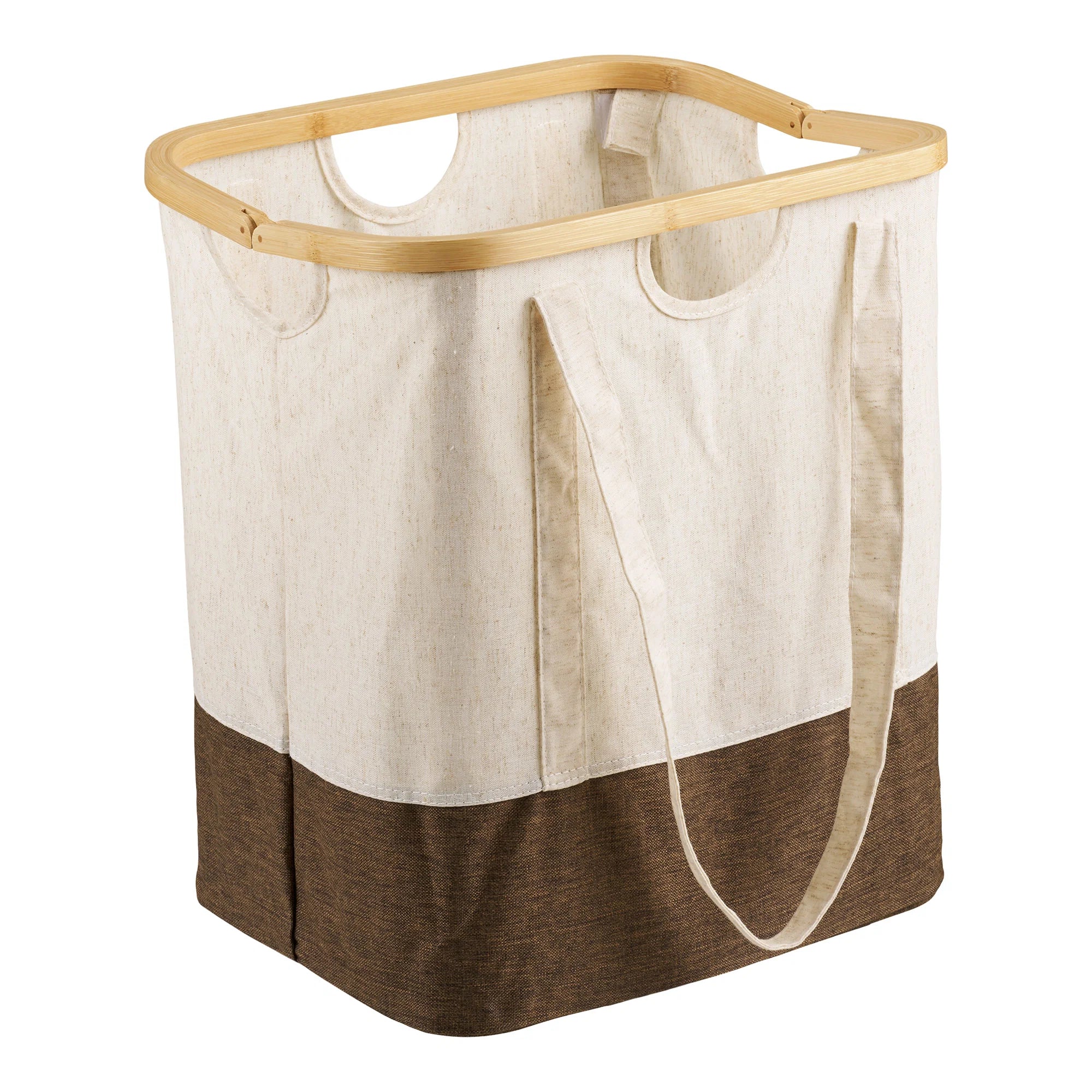 House Nordic, Noto Vasketøjspose - Vasketøjspose, bambus/stof, off white/brun, 40x30x45 cm