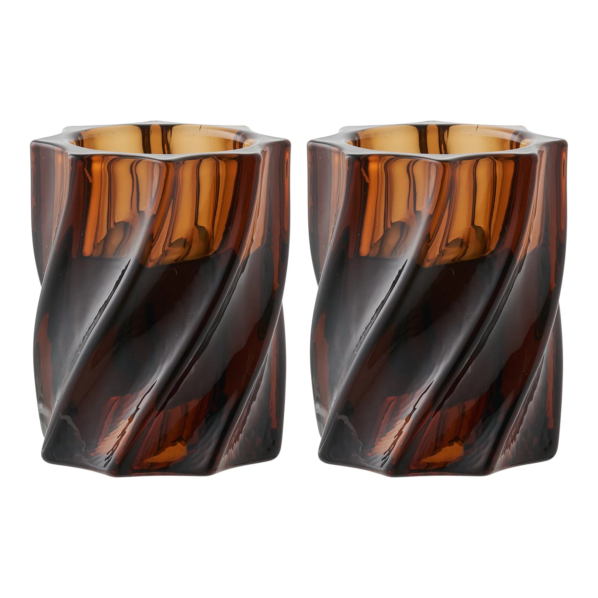 Lysestage - Lysestage, glas, smoked brun, 1 stk.