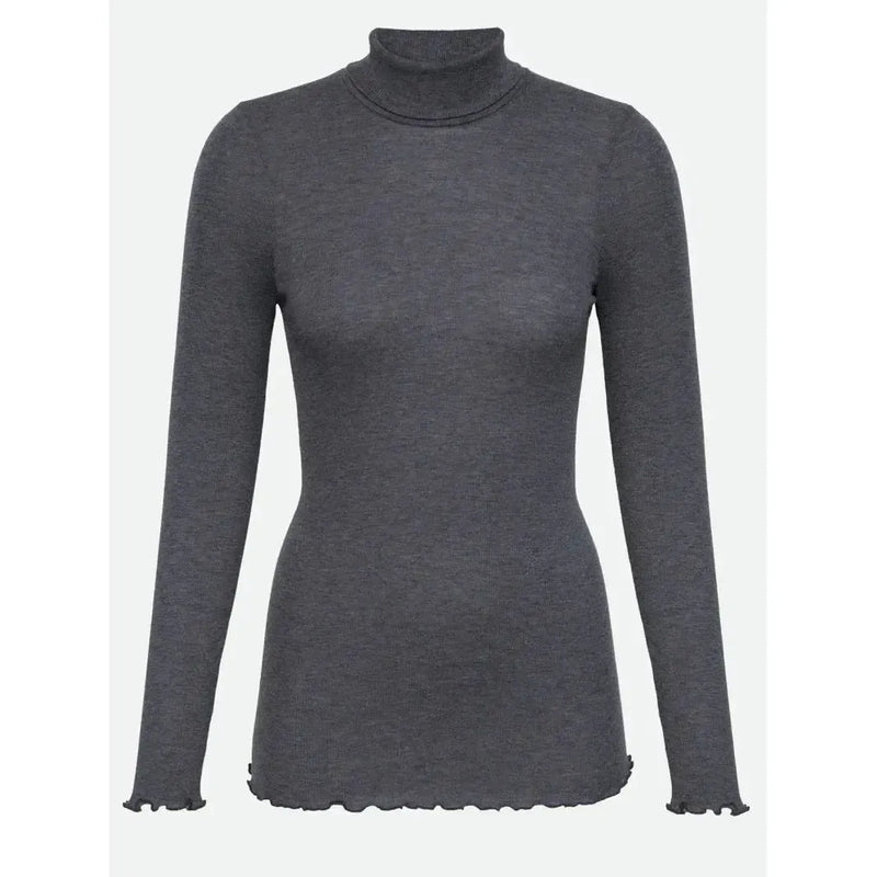 Rosemunde, RWBurlington Wool LS T-Neck, Dark Grey Melange-Rosemunde-Minlillebutik.dk