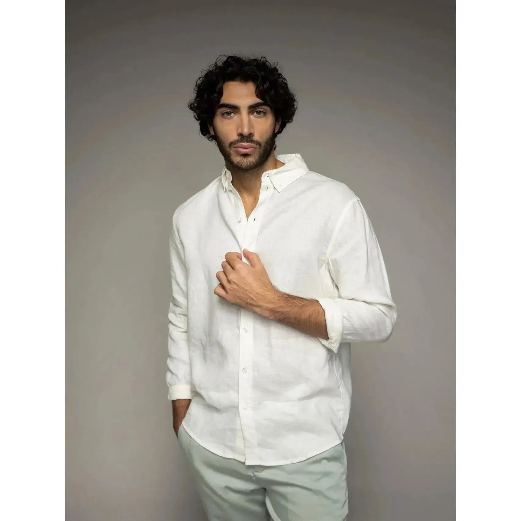 Mos Mosh Gallery, Theo Linen Shirt, Ecru-Mos Mosh Gallery-Minlillebutik.dk