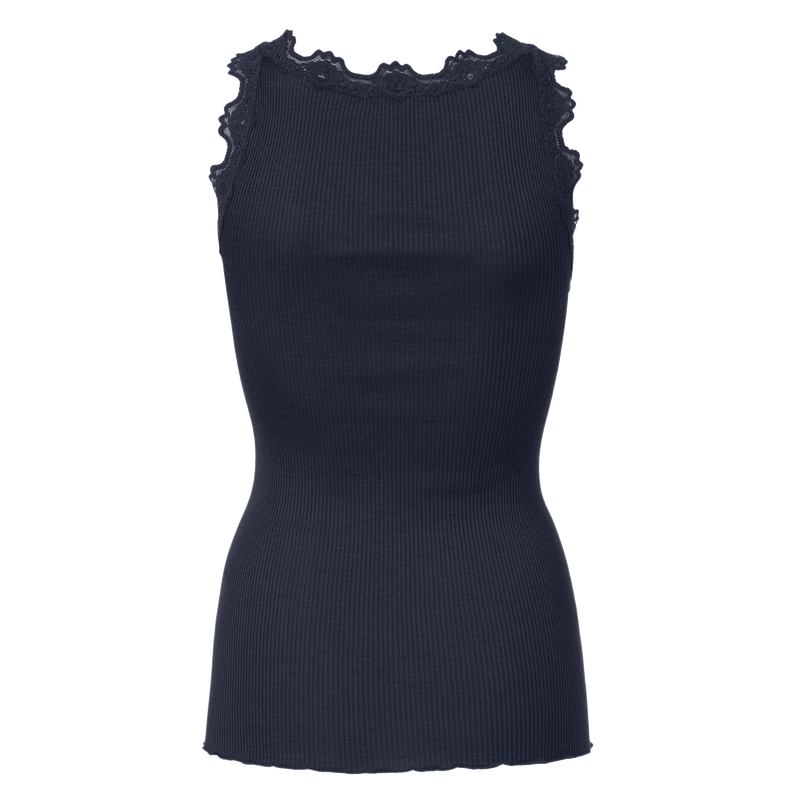 Rosemunde, RWBabette SL U-neck Long Lace Top, Navy-Rosemunde-Minlillebutik.dk