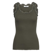 Rosemunde, RWBabette Silk SL U-neck Long Lace Top, Forrest Night-Rosemunde-Minlillebutik.dk