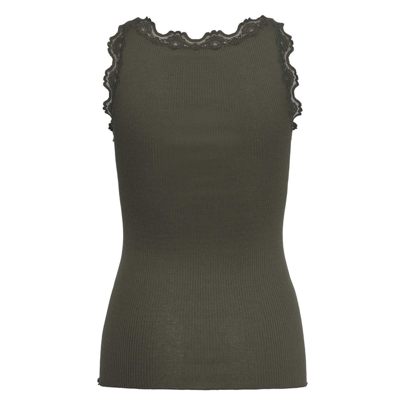 Rosemunde, RWBabette Silk SL U-neck Long Lace Top, Forrest Night-Rosemunde-Minlillebutik.dk