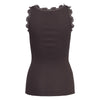 Rosemunde, RWBabette Silk SL U-neck Long Lace Top, Ganache-Rosemunde-Minlillebutik.dk