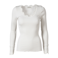 Rosemunde, RWBenita LS O-neck Lace T-shirt, New White-Rosemunde-Minlillebutik.dk