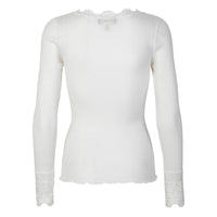 Rosemunde, RWBenita LS O-neck Lace T-shirt, New White-Rosemunde-Minlillebutik.dk