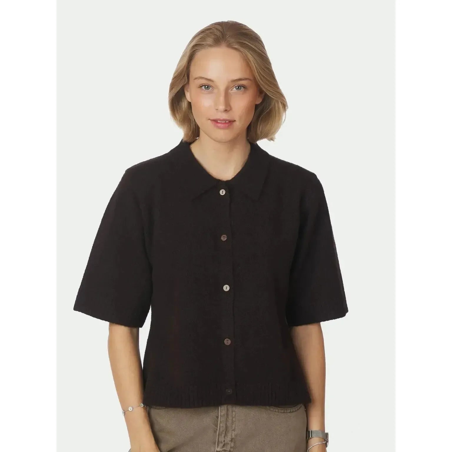 Neo Noir, Cunna Knit Blouse, Dark Brown-Neo Noir-Minlillebutik.dk