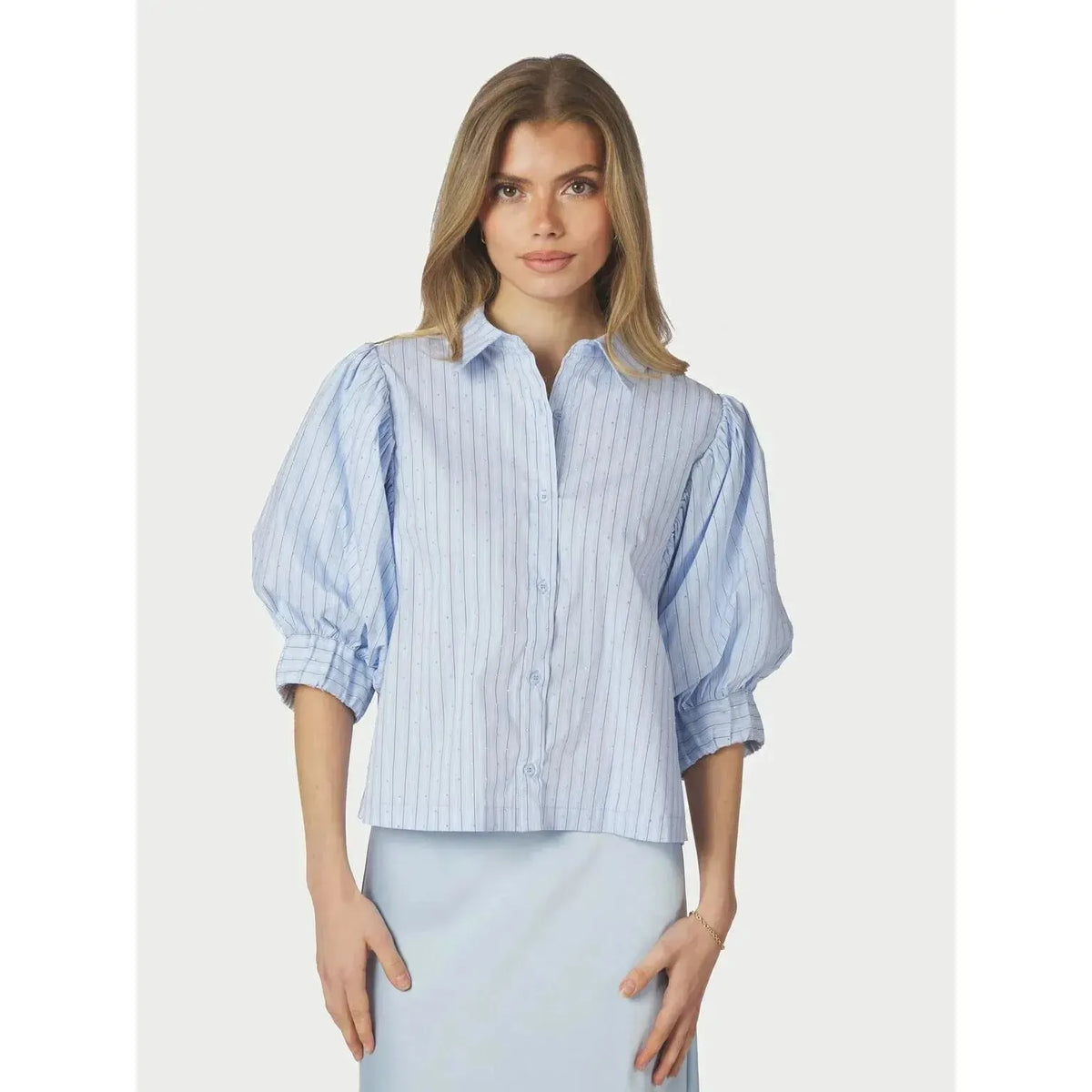 Neo Noir, Etta Stripe Stone Shirt, Light Blue-Neo Noir-Minlillebutik.dk