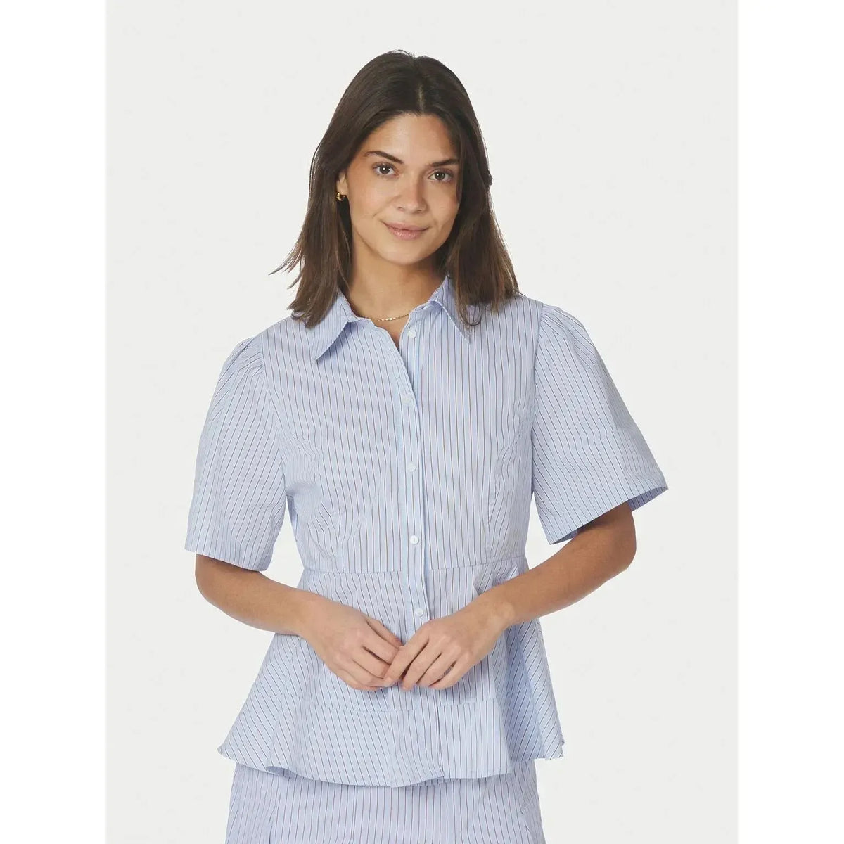Neo Noir, Janelle Stripe Shirt, Blue/Brown-Neo Noir-Minlillebutik.dk
