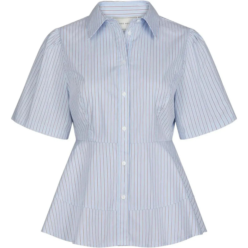 Neo Noir, Janelle Stripe Shirt, Blue/Brown-Neo Noir-Minlillebutik.dk